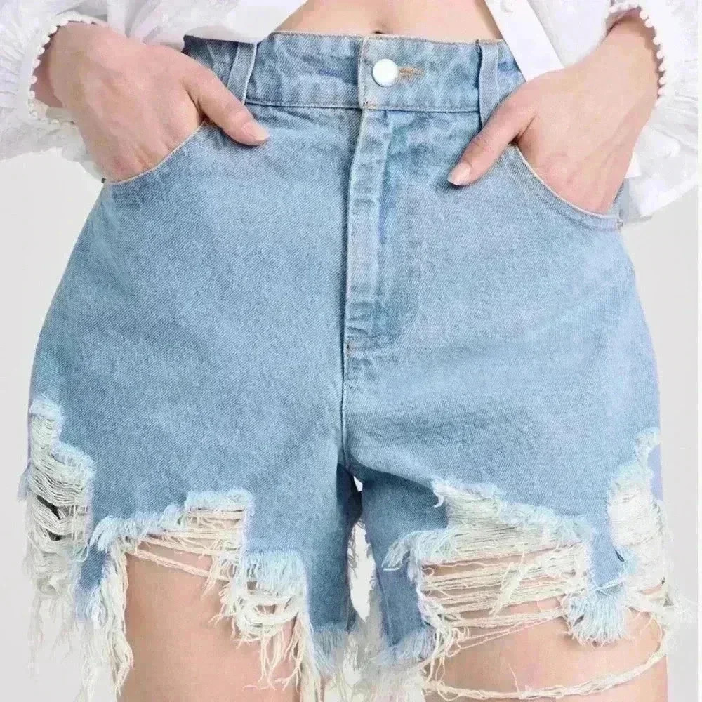 Sea - Oona Frayed Denim Jean Shorts - Size 6